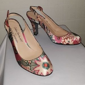 Olivia Morris Pink and Green Slingback Heels